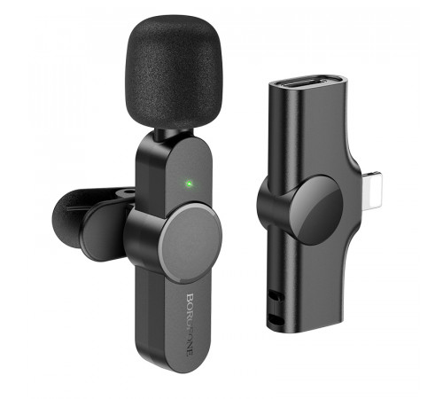 Бездротова мікрофонна система BOROFONE BFK12 Trophy lavalier (Lightning) Black (6941991106385)