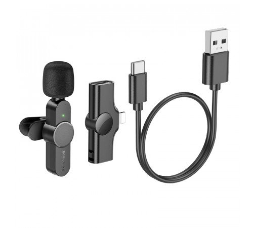 Бездротова мікрофонна система BOROFONE BFK12 Trophy lavalier (Lightning) Black (6941991106385)
