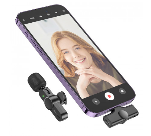 Бездротова мікрофонна система BOROFONE BFK12 Trophy lavalier (Lightning) Black (6941991106385)