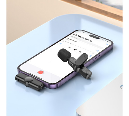 Бездротова мікрофонна система BOROFONE BFK12 Trophy lavalier (Lightning) Black (6941991106385)