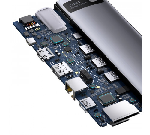 USB-хаб Baseus Metal Gleam Series 12-in-1 Multifunctional Type-C HUB Docking Station Gray (WKWG020213)