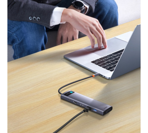 USB-хаб Baseus Metal Gleam Series 12-in-1 Multifunctional Type-C HUB Docking Station Gray (WKWG020213)