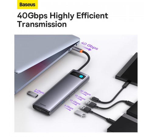 USB-хаб Baseus Metal Gleam Series 12-in-1 Multifunctional Type-C HUB Docking Station Gray (WKWG020213)