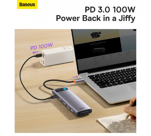 USB-хаб Baseus Metal Gleam Series 12-in-1 Multifunctional Type-C HUB Docking Station Gray (WKWG020213)