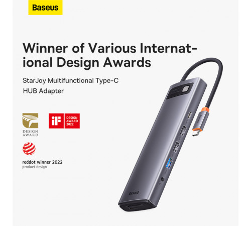 USB-хаб Baseus Metal Gleam Series 12-in-1 Multifunctional Type-C HUB Docking Station Gray (WKWG020213)