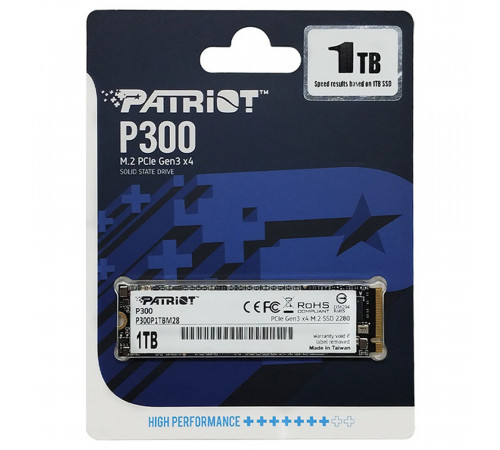 Накопичувач SSD M.2 Patriot P300 1TB NVMe 2280 PCIe 3.0x4 3D NAND TLC (P300P1TBM28)
