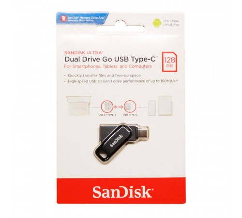 Флеш-накопичувач SanDisk USB 3.1 Ultra Dual Go Type-C 128Gb (150 Mb/s) (SDDDC3-128G-G46)