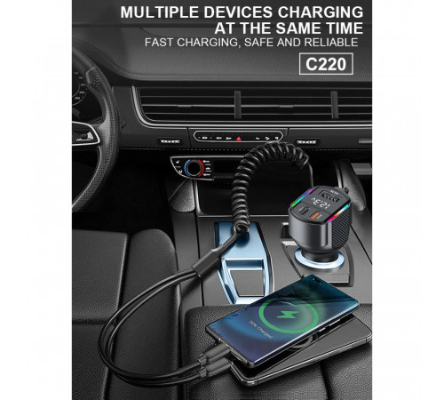 Автомобільний зарядний пристрій WUW-C220 Black (6972573337408)