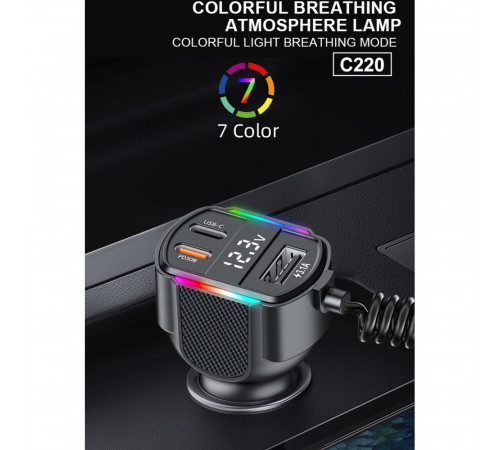 Автомобільний зарядний пристрій WUW-C220 Black (6972573337408)