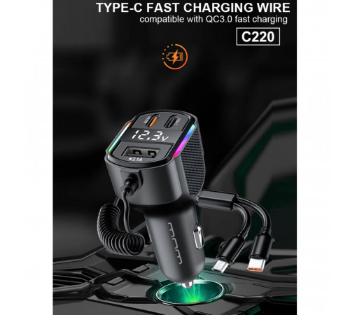 Автомобільний зарядний пристрій WUW-C220 Black (6972573337408)