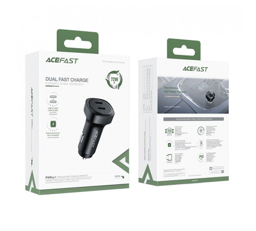 Автомобільний зарядний пристрій ACEFAST B2 72W dual USB-C metal car charger (6974316280361)