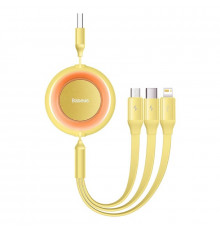 Кабель Baseus Bright Mirror 2 Series Retractable 3-in-1 Fast Charging Data Cable USB для M+L+C 3.5A 1.1m yellow (CAMJ010011)
