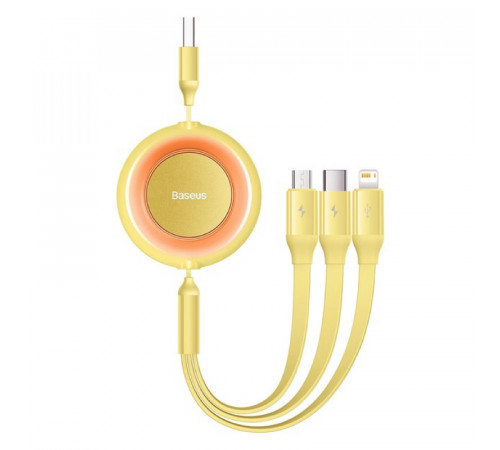 Кабель Baseus Bright Mirror 2 Series Retractable 3-in-1 Fast Charging  Data Cable USB to M+L+C 3.5A 1.1m yellow (CAMJ010011)