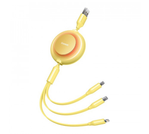 Кабель Baseus Bright Mirror 2 Series Retractable 3-in-1 Fast Charging  Data Cable USB to M+L+C 3.5A 1.1m yellow (CAMJ010011)