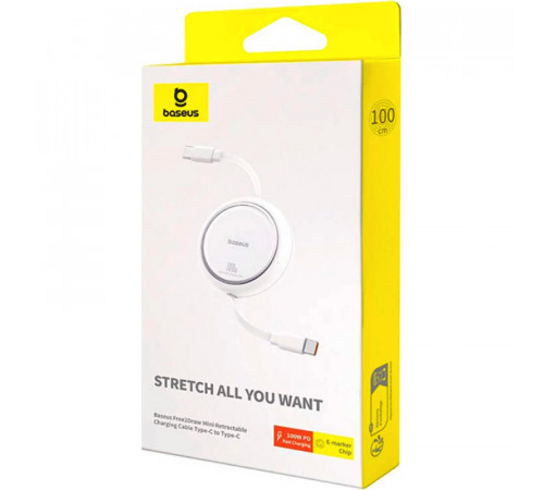 Кабель Baseus Free2Draw Mini Retractable Charging Cable Type-C to Type-C 100W 1m Moon White (P10364500211-00)