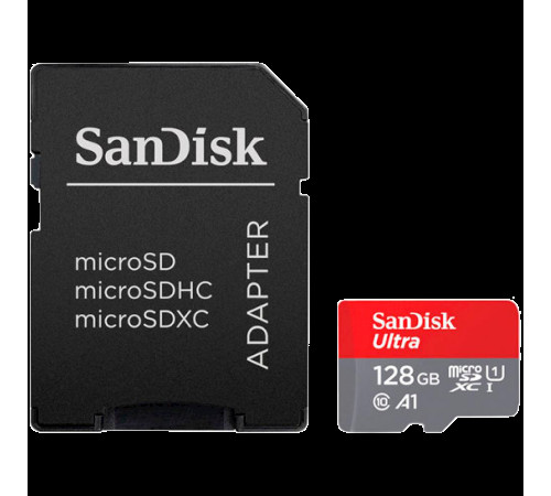 Карта пам'яті microSDXC (UHS-1) SanDisk Ultra 128Gb class 10 A1 (140Mb/s) (adapter SD) Imaging Packaging (SDSQUAB-128G-GN6IA)