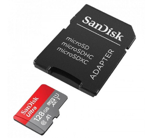 Карта пам'яті microSDXC (UHS-1) SanDisk Ultra 128Gb class 10 A1 (140Mb/s) (adapter SD) Imaging Packaging (SDSQUAB-128G-GN6IA)