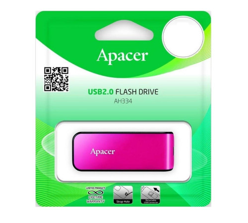 Флеш-накопичувач Apacer USB 2.0 AH334 64Gb Pink (AP64GAH334P-1)
