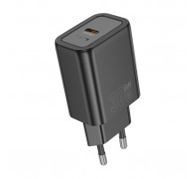 Мережевий зарядний пристрій HOCO N62 Gentle single port PD30W charger (EU) Black (6942007644297)