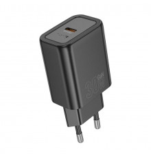 Мережевий зарядний пристрій HOCO N62 Gentle single port PD30W charger (EU) Black (6942007644297)