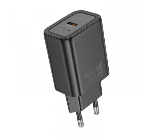 Мережевий зарядний пристрій HOCO N62 Gentle single port PD30W charger (EU) Black (6942007644297)
