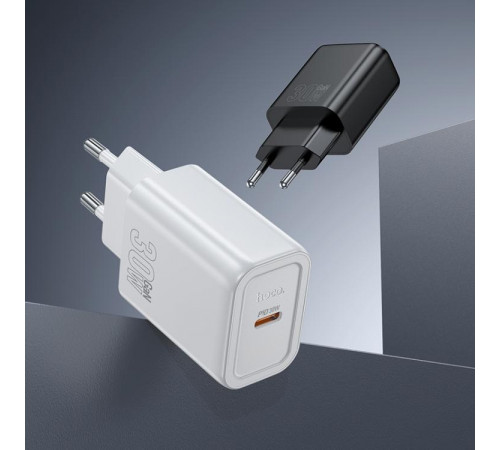 Мережевий зарядний пристрій HOCO N62 Gentle single port PD30W charger (EU) Black (6942007644297)