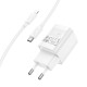 Мережевий зарядний пристрій з кабелем HOCO C148A Charm single port PD30W charger set (C to iP) (EU) White (6942007630313)