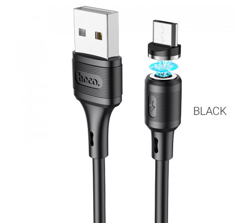 Кабель HOCO X52 USB to Micro 2.4A, 1m, PVC, PVC connectors, magnetic, Black (6931474735539)