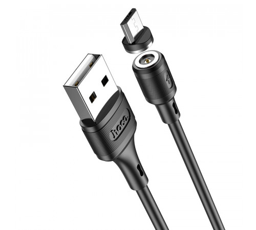 Кабель HOCO X52 USB to Micro 2.4A, 1m, PVC, PVC connectors, magnetic, Black (6931474735539)