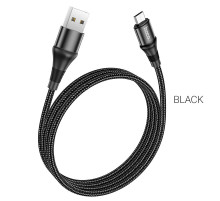 Кабель HOCO X50 USB to Micro 2.4A, 1m, nylon, aluminum connectors, Black (6931474734211)