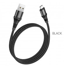 Кабель HOCO X50 USB to Micro 2.4A, 1m, nylon, aluminum connectors, Black (6931474734211)