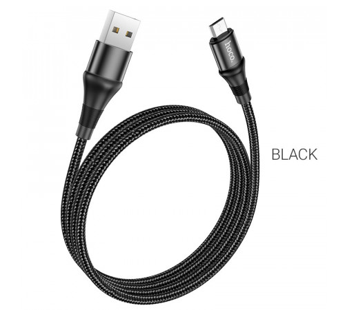 Кабель HOCO X50 USB to Micro 2.4A, 1m, nylon, aluminum connectors, Black (6931474734211)