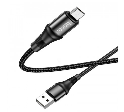 Кабель HOCO X50 USB to Micro 2.4A, 1m, nylon, aluminum connectors, Black (6931474734211)