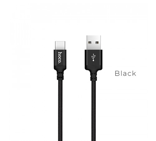 Кабель HOCO X14 USB to Type-C 3A, 1m, nylon, aluminum connectors, Black (6957531062868)