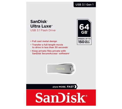 Флеш-накопичувач SanDisk USB 3.1 Ultra Luxe 64Gb (150Mb/s) (SDCZ74-064G-G46)