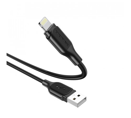 Кабель BOROFONE BX42 USB to iP 2.4A, 1m, silicone, TPE connectors, Black (6931474736727)