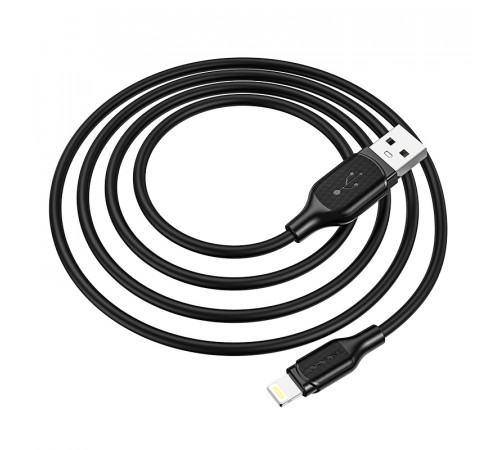 Кабель BOROFONE BX42 USB to iP 2.4A, 1m, silicone, TPE connectors, Black (6931474736727)