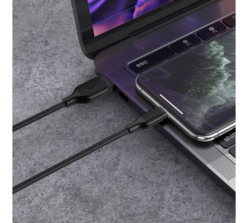 Кабель BOROFONE BX42 USB to iP 2.4A, 1m, silicone, TPE connectors, Black (6931474736727)