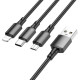 Кабель BOROFONE BX72 3-in-1 charging cable(iP+Type-C+Micro) Black (6974443384666)