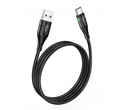 Кабель HOCO U93 USB to Type-C 3A, 1.2m, nylon, aluminum connectors, light indicator, Black (6931474732170)
