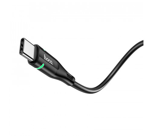 Кабель HOCO U93 USB to Type-C 3A, 1.2m, nylon, aluminum connectors, light indicator, Black (6931474732170)