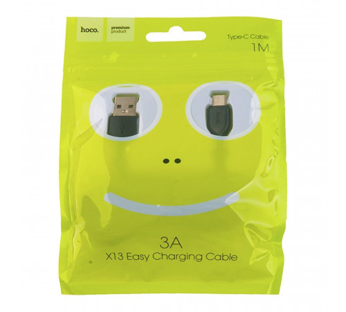 Кабель HOCO X13 USB to Type-C 3A, 1m, PVC, PVC connectors, Black (6957531061182)