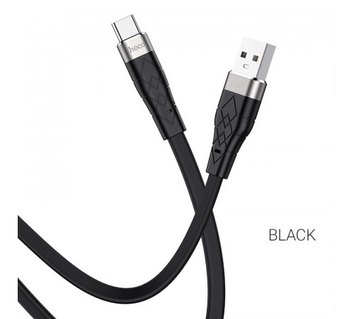 Кабель HOCO X53 USB to Type-C 3A, 1m, silicone, aluminum connectors, Black (6931474738097)