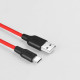 Кабель HOCO X21 USB to Type-C 2A, 1m, silicone, TPE connectors,  Black+Red (6957531071419)