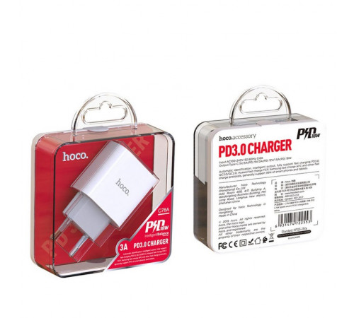 Мережевий зарядний пристрій HOCO C76A Plus Speed source PD20W charger White (6931474746917)