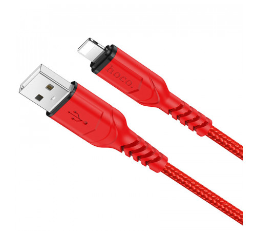 Кабель HOCO X59 USB to iP 2.4A, 1m, nylon, TPE connectors, Red (6931474744876)