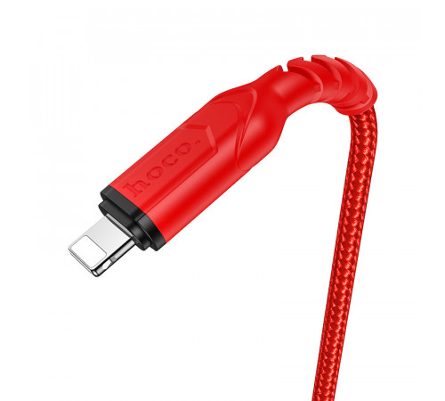 Кабель HOCO X59 USB to iP 2.4A, 1m, nylon, TPE connectors, Red (6931474744876)