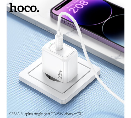 Мережевий зарядний пристрій HOCO CS53A Surplus single port PD25W charger White (6942007631488)