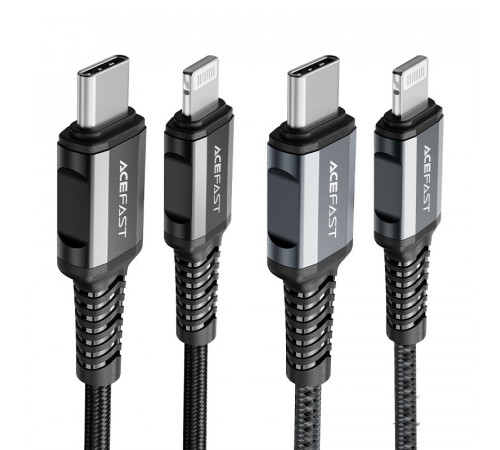 Кабель ACEFAST C1-01 Type-C to iP 3A, 1.2m, nylon, aluminum connectors, Black (6974316280484)