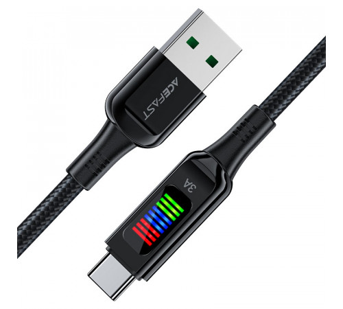 Кабель ACEFAST C7-04 USB to Type-C 3A, 1.2m, nylon, zinc connectors, LED, Black (6974316282785)